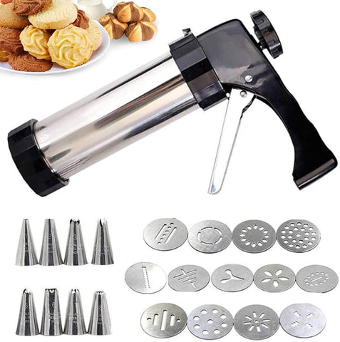 Stainless Steel Cookie Pres with 13 Discs & 8 Nozzles